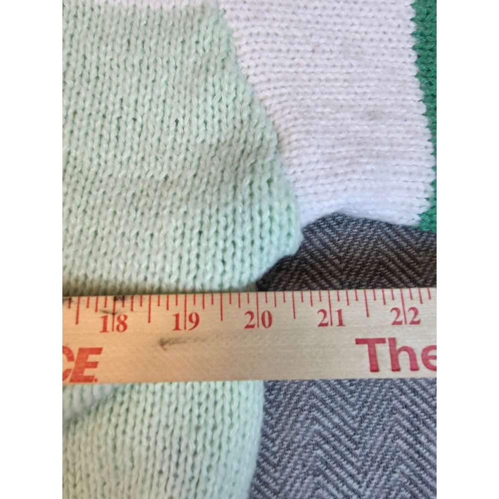 SHEIN Womens Green Colorblock Chunky Knit Cardigan Balloon Sleeve Sweater Size M - Picture 5 of 10